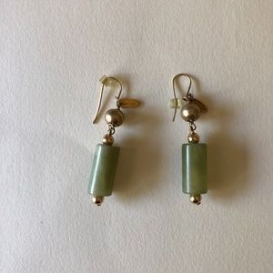 Green Stone and gold Earrings